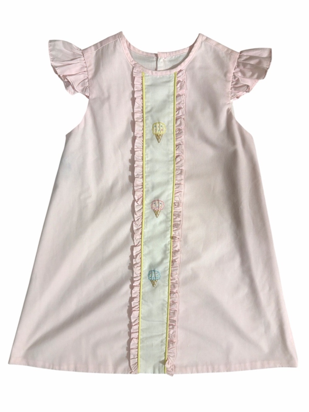 EUC Remember Nguyen pink flutter sleeve dress with icecream embroidery 6